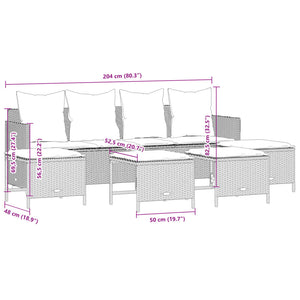 Set Divani da Giardino 5 pz con Cuscini in Polyrattan Nero 3261557