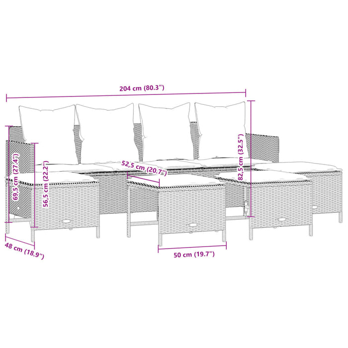 Set Divani da Giardino 5 pz con Cuscini in Polyrattan Nero 3261557