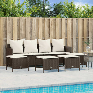 Set Divano da Giardino 5 pz con Cuscini Marrone in Polyrattan 3261558