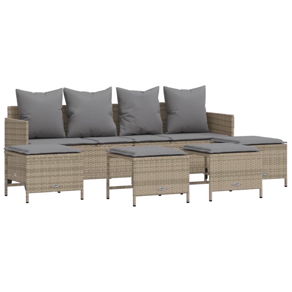 Set Divano da Giardino 5 pz con Cuscini Beige in Polyrattan 3261560