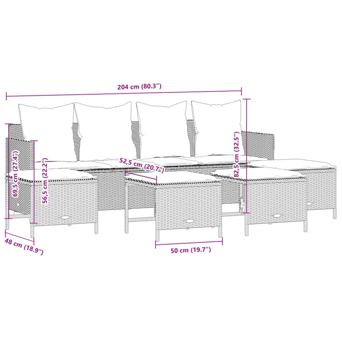 Set Divano da Giardino 5 pz con Cuscini Beige in Polyrattan 3261560