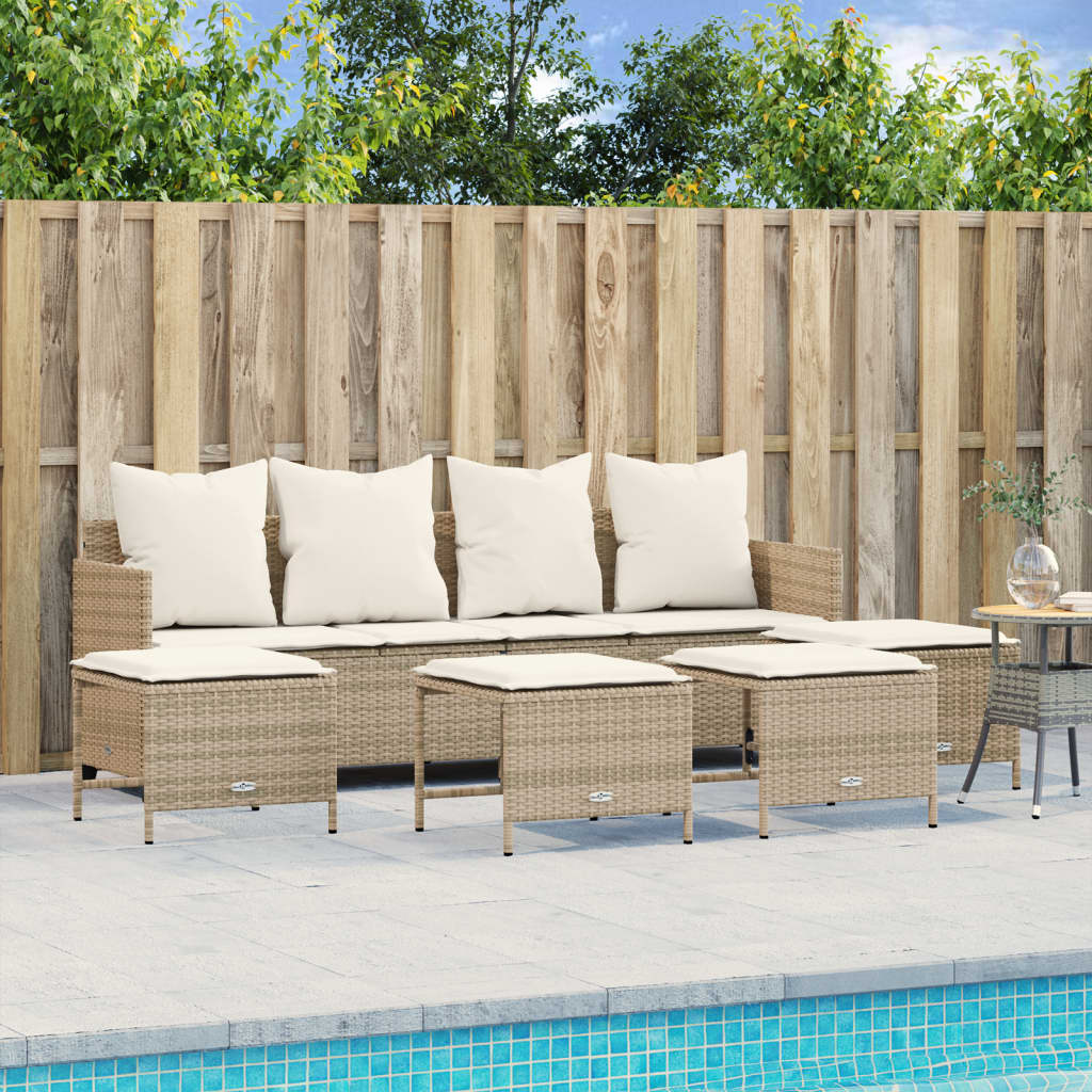 Set Divano da Giardino 5 pz con Cuscini Beige in Polyrattan 3261561