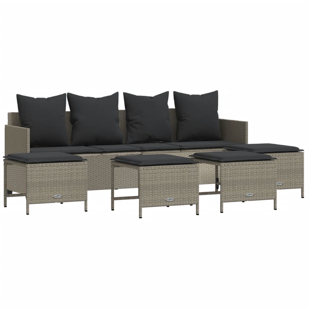 Set Divano da Giardino 5pz con Cuscini Grigio Chiaro Polyrattan 3261562