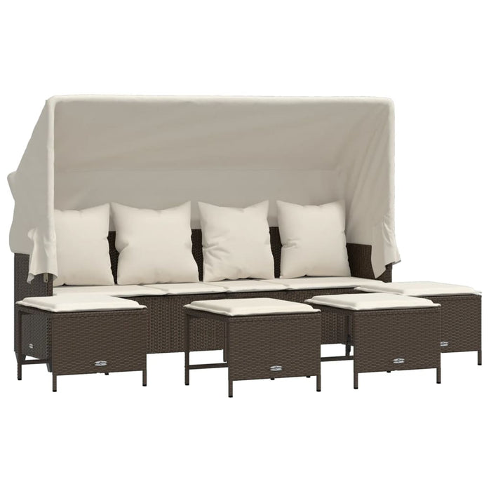 Set Divano da Giardino 5 pz con Cuscini Marrone in Polyrattan 3261564