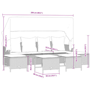 Set Divano da Giardino 5 pz con Cuscini Marrone in Polyrattan 3261564