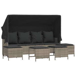 Set Divano da Giardino 5 pz con Cuscini Grigio in Polyrattan 3261565