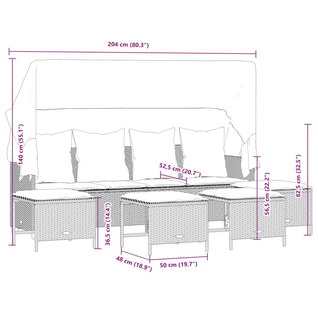 Set Divano da Giardino 5 pz con Cuscini Grigio in Polyrattan 3261565