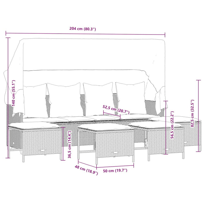 Set Divano da Giardino 5 pz con Cuscini Grigio in Polyrattan 3261565