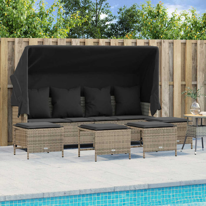 Set Divano da Giardino 5 pz con Cuscini Grigio in Polyrattan 3261565