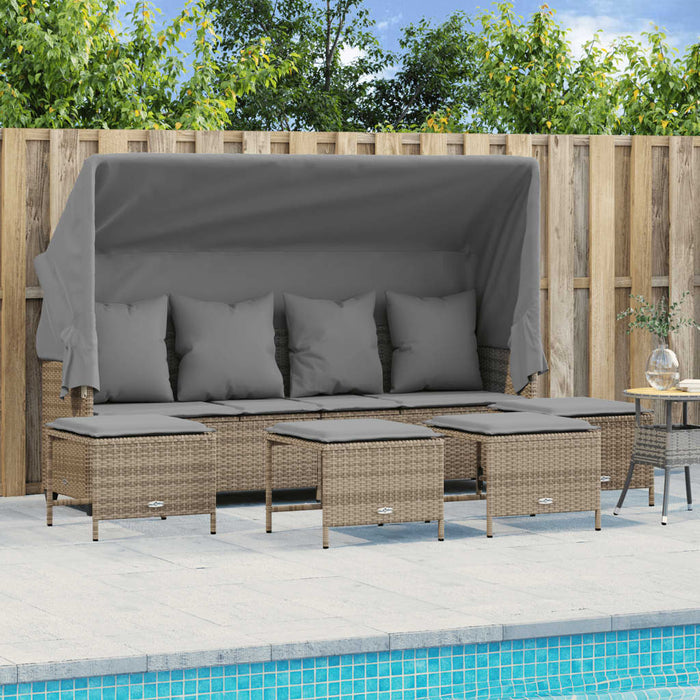 Set Divano da Giardino 5 pz con Cuscini Beige in Polyrattan 3261566