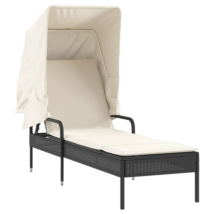 Lettini Prendisole 2 pz con Baldacchino e Tavolino Polyrattan 3261569