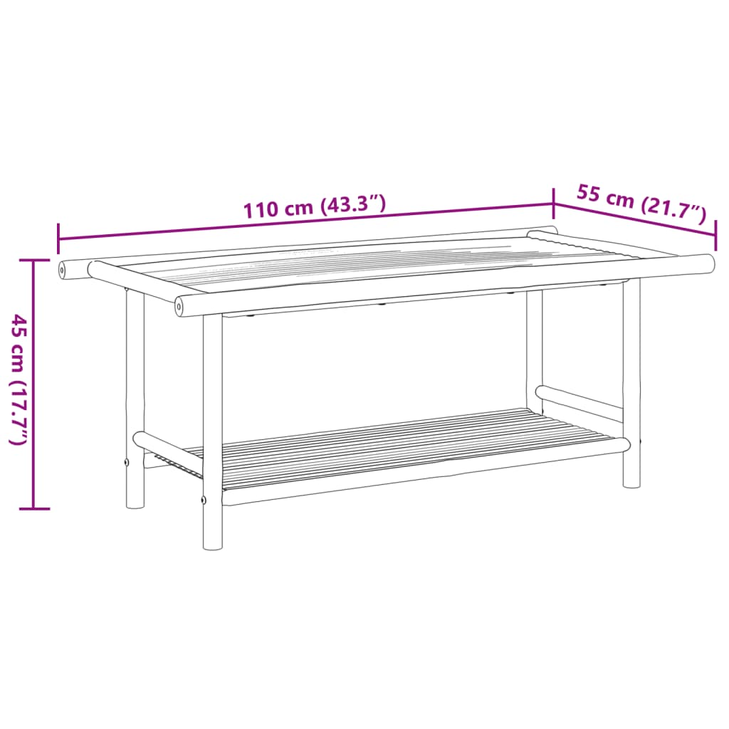 Tavolino da Salotto 110x55x45 cm in Bambù 366474