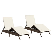 Lettini Prendisole 2 pz con Cuscini Marrone in Polyrattan 3261579