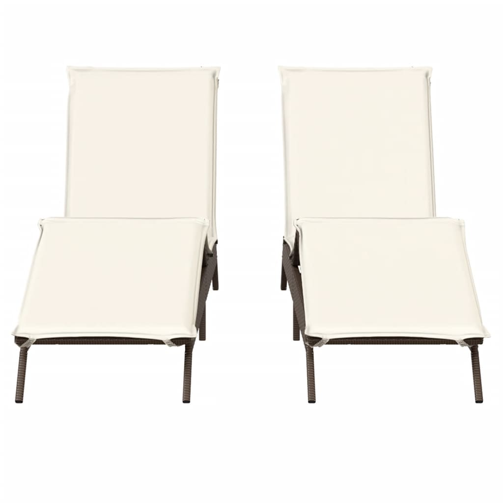 Lettini Prendisole 2 pz con Cuscini Marrone in Polyrattan 3261579