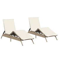 Lettini Prendisole 2 pz con Cuscini Beige in Polyrattan 3261582