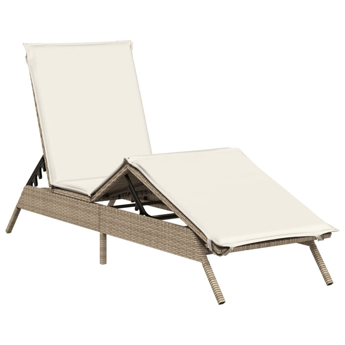 Lettini Prendisole 2 pz con Cuscini Beige in Polyrattan 3261582