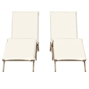 Lettini Prendisole 2 pz con Cuscini Beige in Polyrattan 3261582