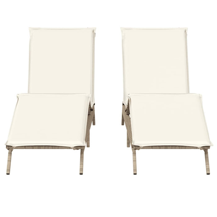 Lettini Prendisole 2 pz con Cuscini Beige in Polyrattan 3261582