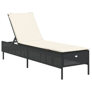 Lettini Prendisole con Cuscini 2 pz Neri in Polyrattan 3261587