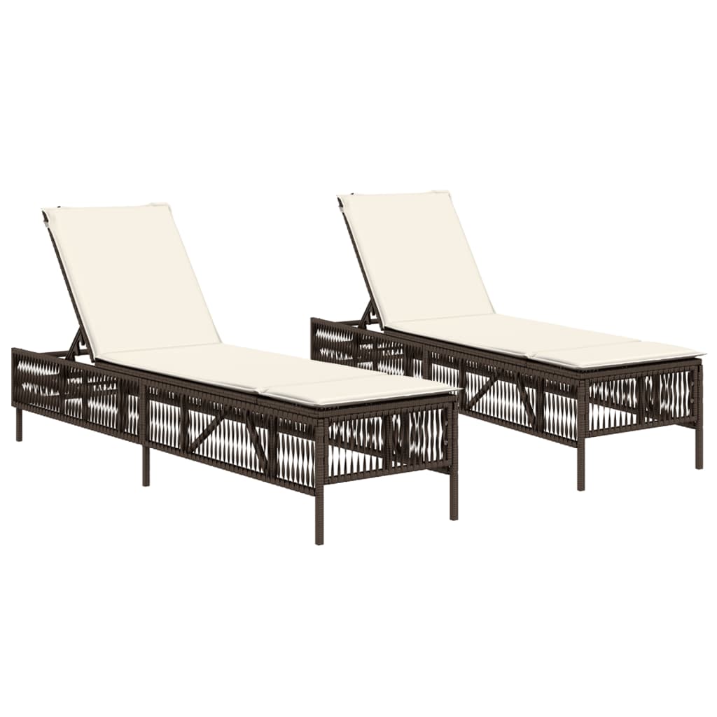 Lettini Prendisole 2 pz con Cuscini Marrone in Polyrattan 3261597