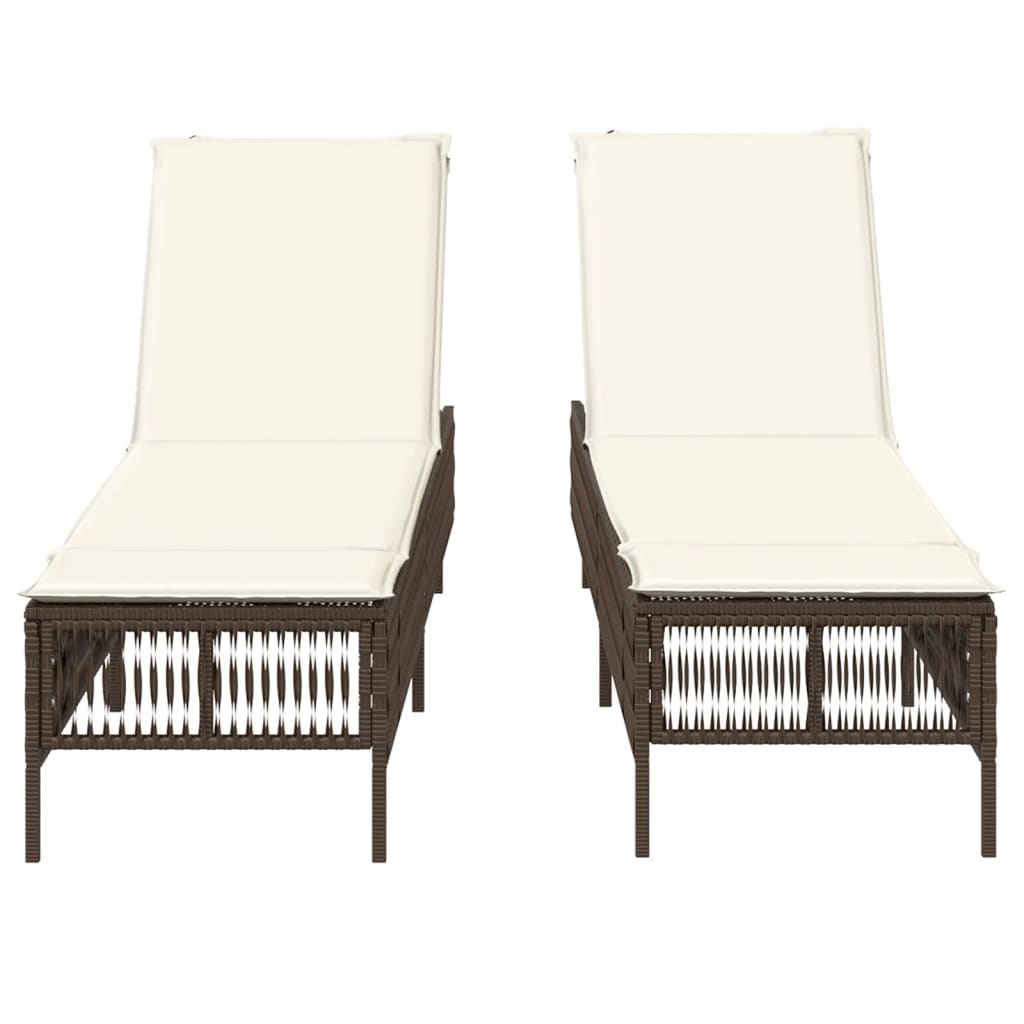 Lettini Prendisole 2 pz con Cuscini Marrone in Polyrattan 3261597