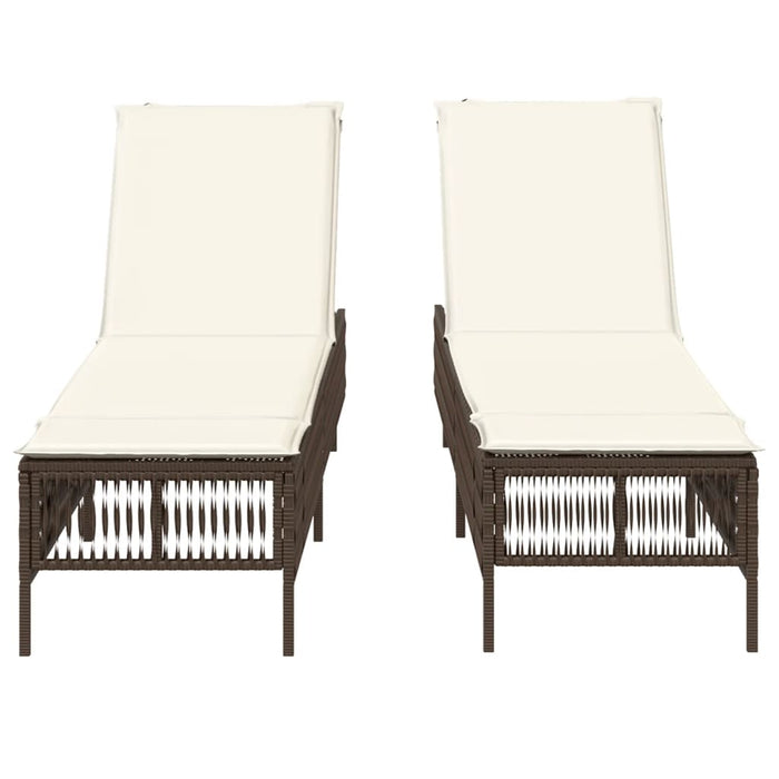 Lettini Prendisole 2 pz con Cuscini Marrone in Polyrattan 3261597