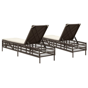 Lettini Prendisole 2 pz con Cuscini Marrone in Polyrattan 3261597