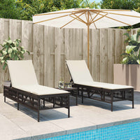 Lettini Prendisole 2 pz con Cuscini Marrone in Polyrattan 3261597