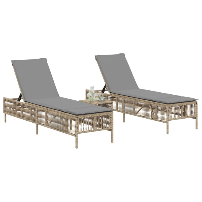 Lettini Prendisole 2 pz con Cuscini Beige in Polyrattan 3261599