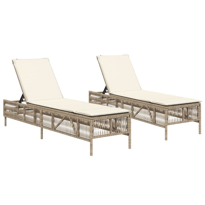 Lettini Prendisole 2 pz con Cuscini Beige in Polyrattan 3261600