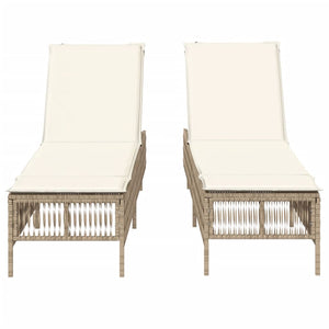 Lettini Prendisole 2 pz con Cuscini Beige in Polyrattan 3261600