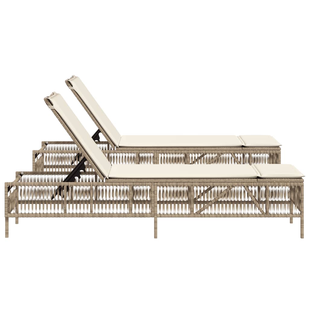 Lettini Prendisole 2 pz con Cuscini Beige in Polyrattan 3261600