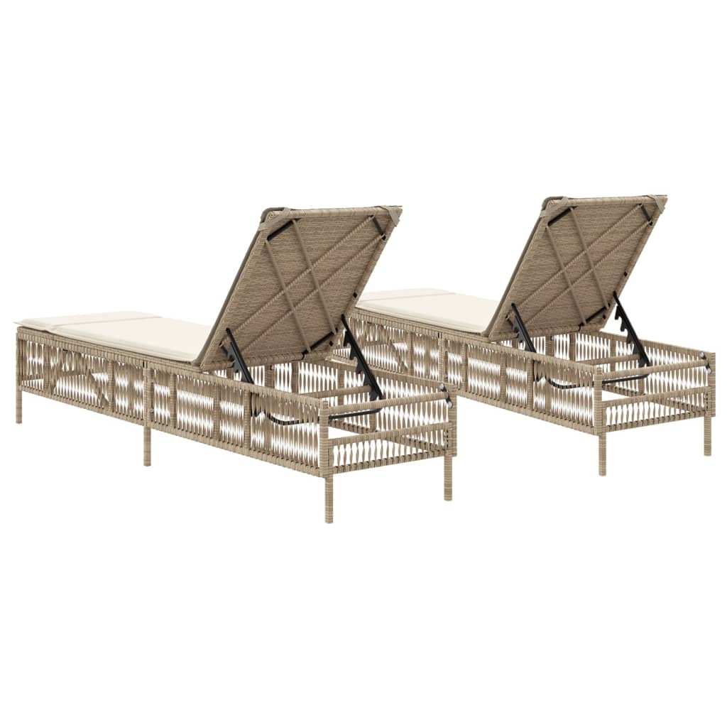 Lettini Prendisole 2 pz con Cuscini Beige in Polyrattan 3261600