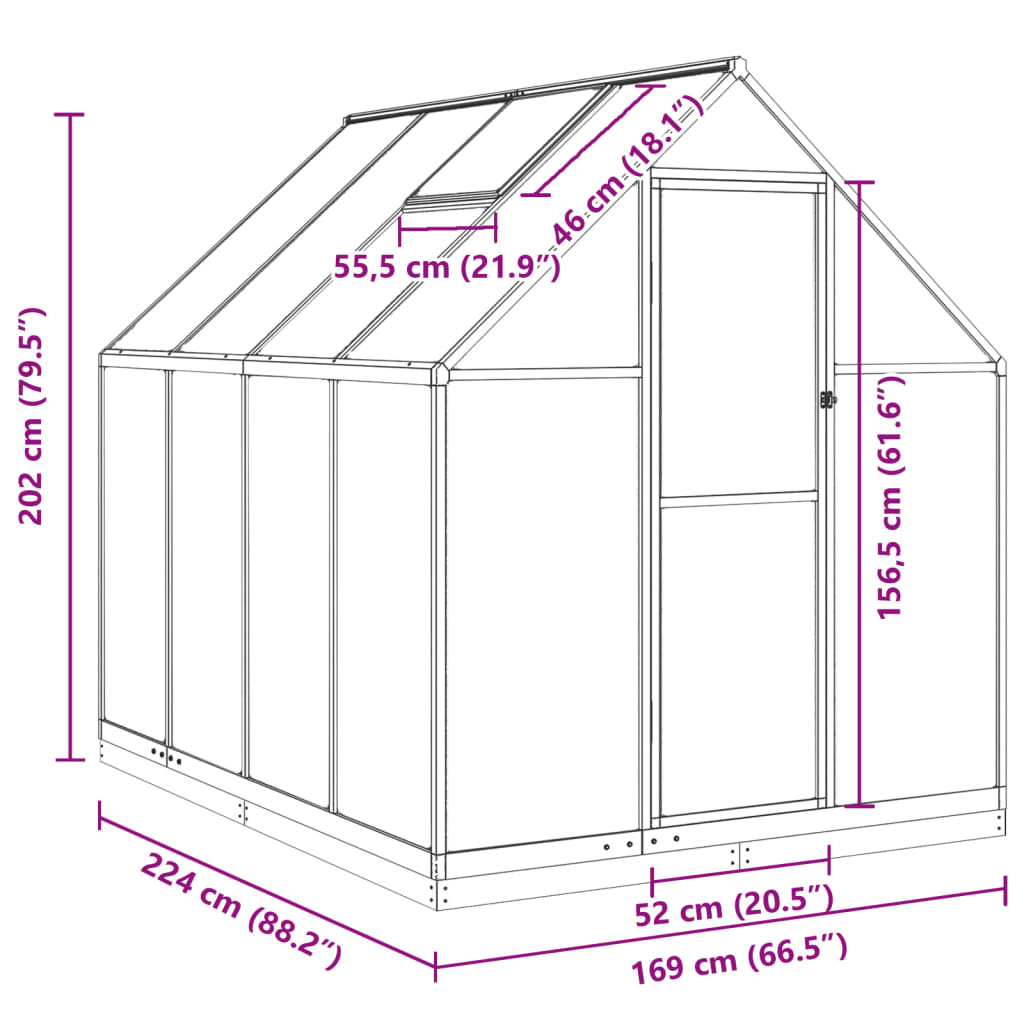 Telaio Serra con Base Antracite 224x169x202 cm in Alluminio 3266325