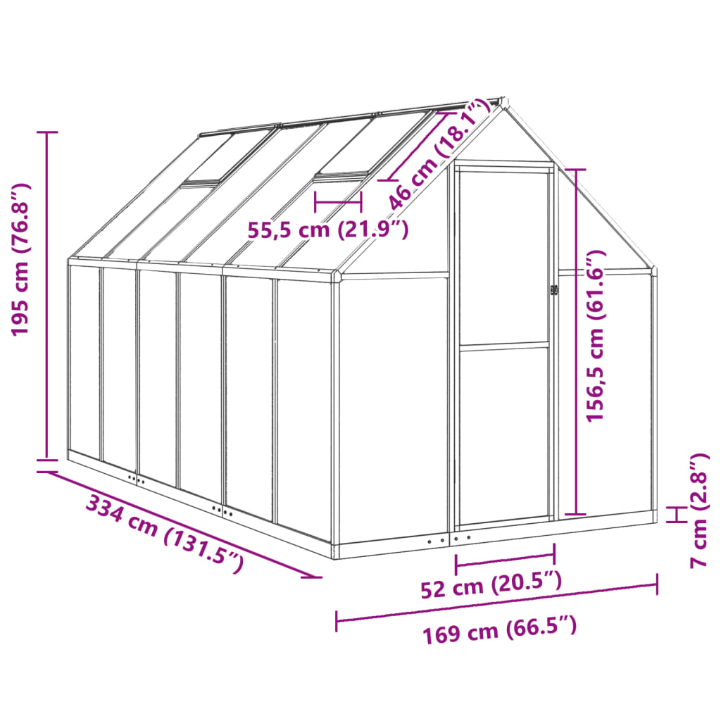 Telaio Serra con Base Argento 334x169x195 cm in Alluminio 3266326