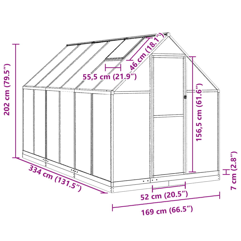 Telaio Serra con Base Argento 334x169x202 cm in Alluminio 3266329