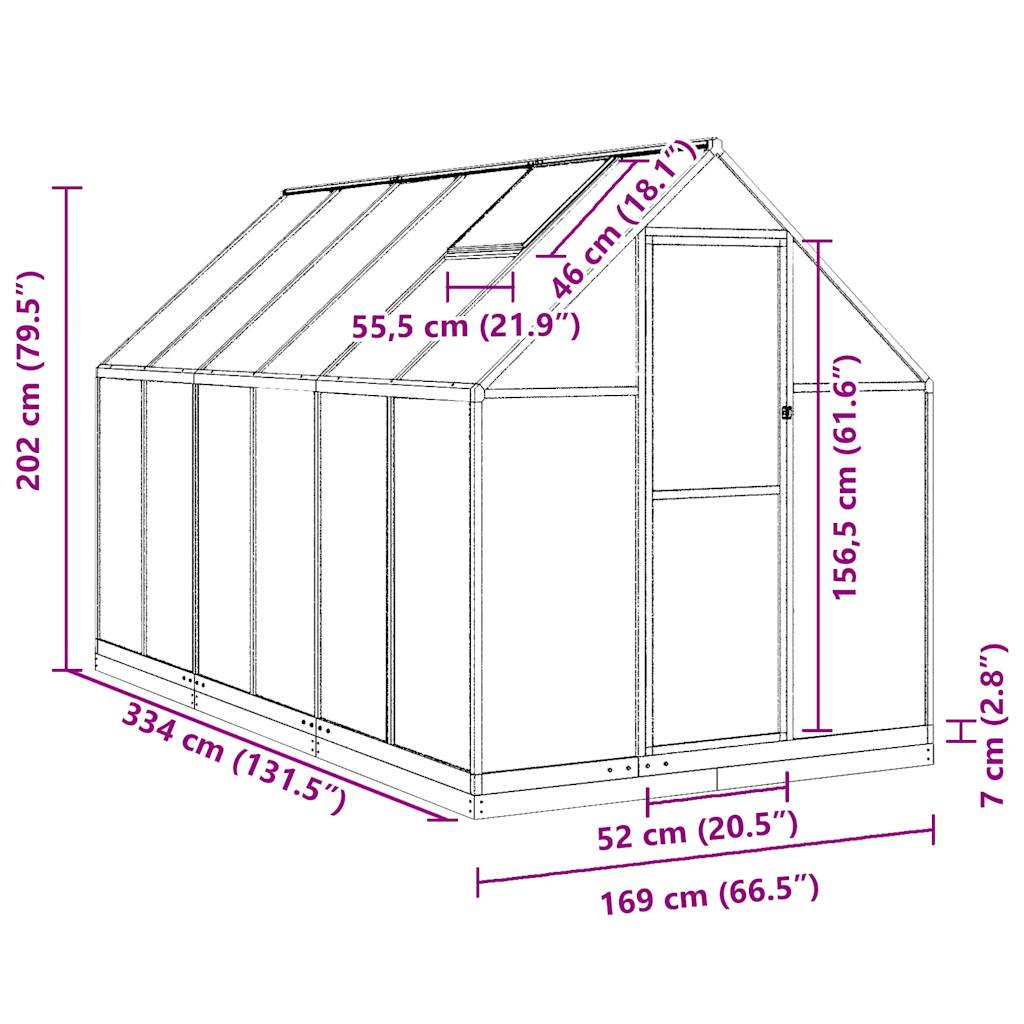 Telaio Serra con Base Antracite 334x169x202 cm in Alluminio 3266331