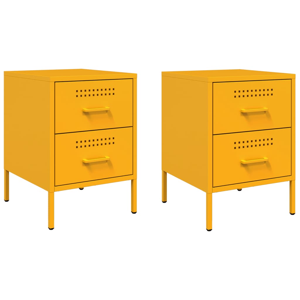 Comodini 2 pz Giallo Senape 36x39x50,5 cm in Acciaio 842929