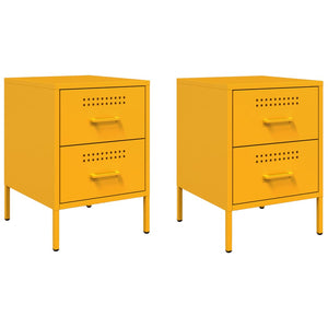 Comodini 2 pz Giallo Senape 36x39x50,5 cm in Acciaio 842929