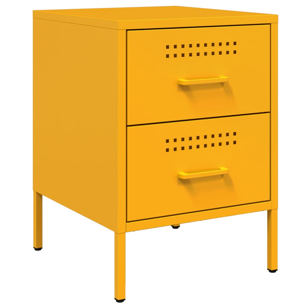 Comodini 2 pz Giallo Senape 36x39x50,5 cm in Acciaio 842929