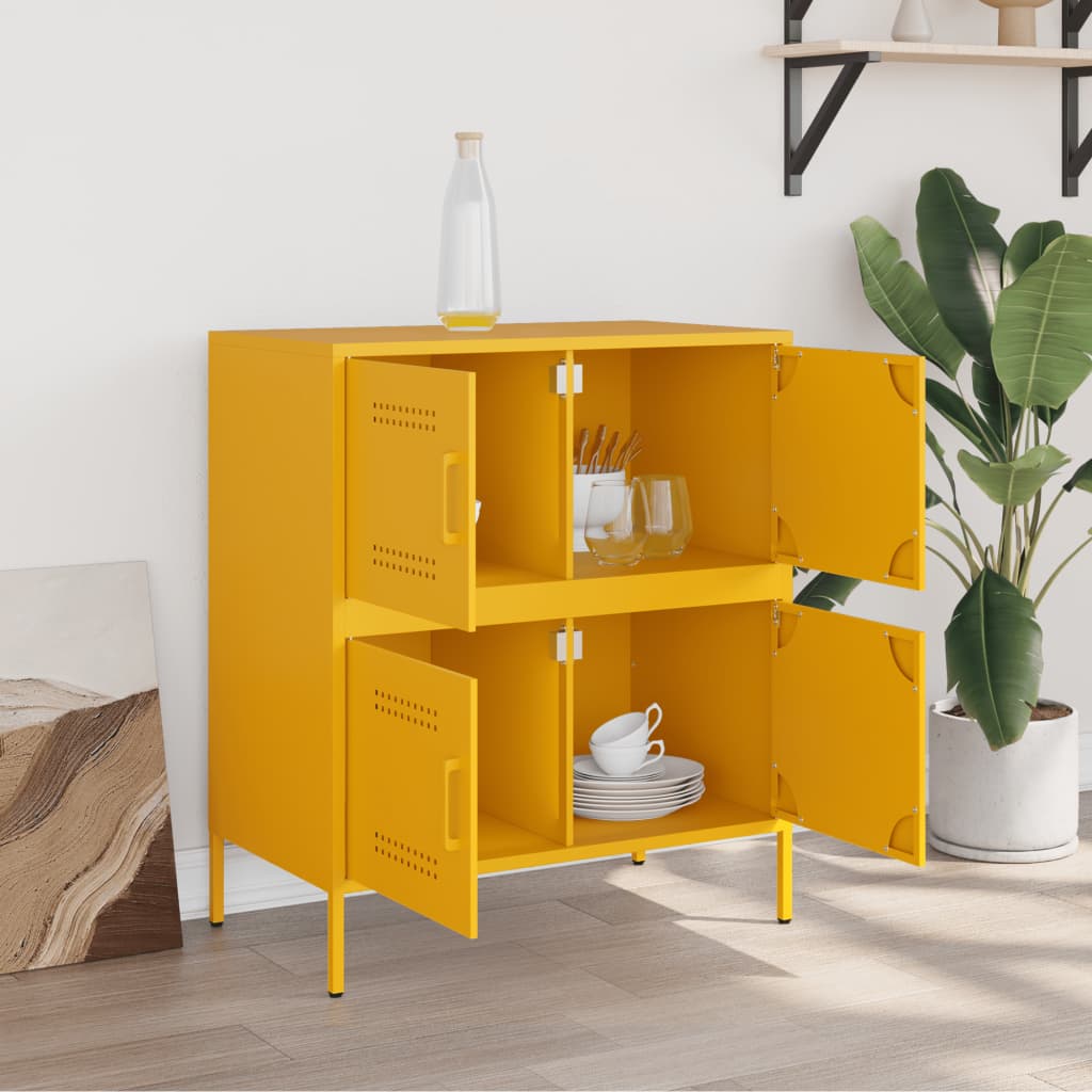 Credenza Giallo Senape 68x39x79 cm in Acciaio 842955