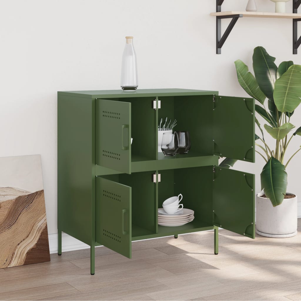 Credenza Verde Oliva 68x39x79 cm in Acciaio 842956