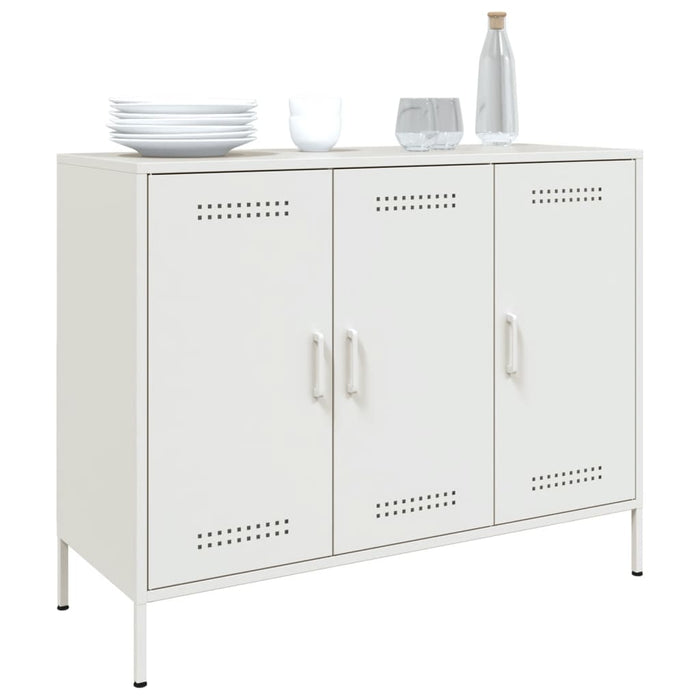 Credenza Bianca 100,5x39x79 cm in Acciaio Laminato a Freddo 843029