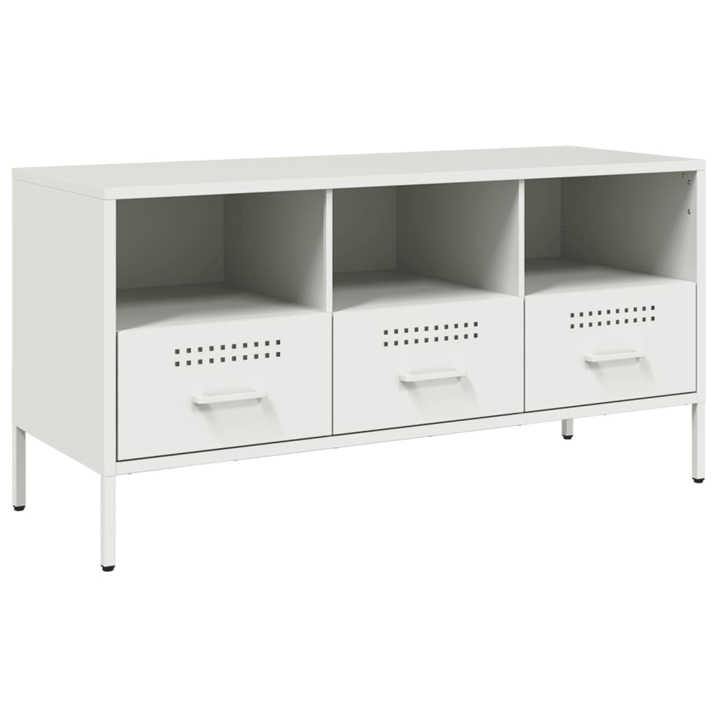 Mobile TV Bianco 100,5x39x50,5 cm in Acciaio Laminato a Freddo 843041