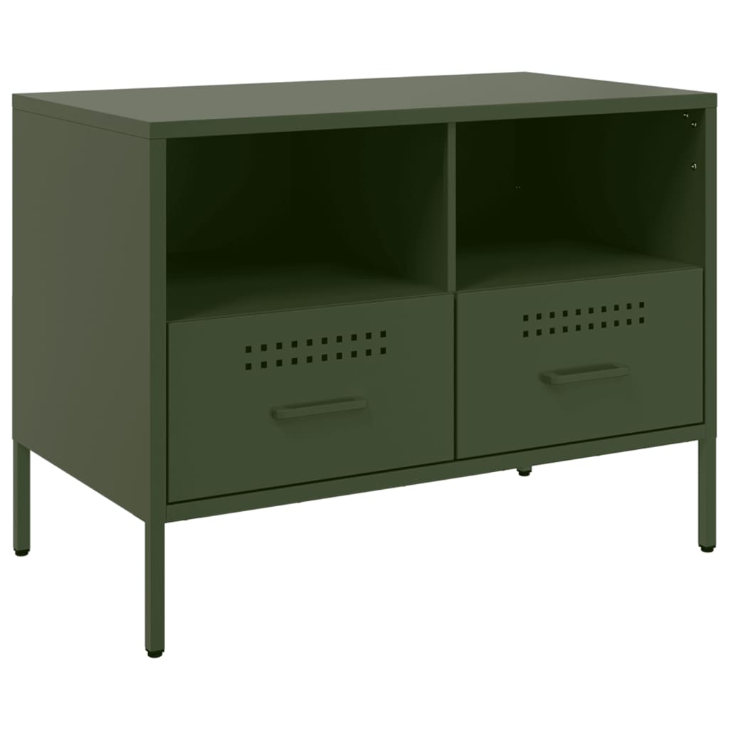 Mobile TV Verde Oliva 68x39x50,5cm in Acciaio Laminato a Freddo 843050