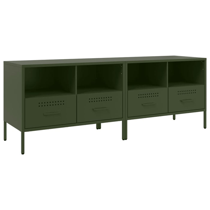 Mobili TV 2 pz Verde Oliva 68x39x50,5cm Acciaio Laminato Freddo 843051