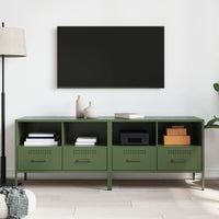 Mobili TV 2 pz Verde Oliva 68x39x50,5cm Acciaio Laminato Freddo 843051