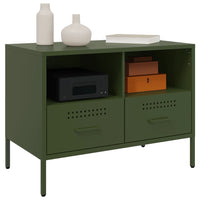 Mobili TV 2 pz Verde Oliva 68x39x50,5cm Acciaio Laminato Freddo 843051