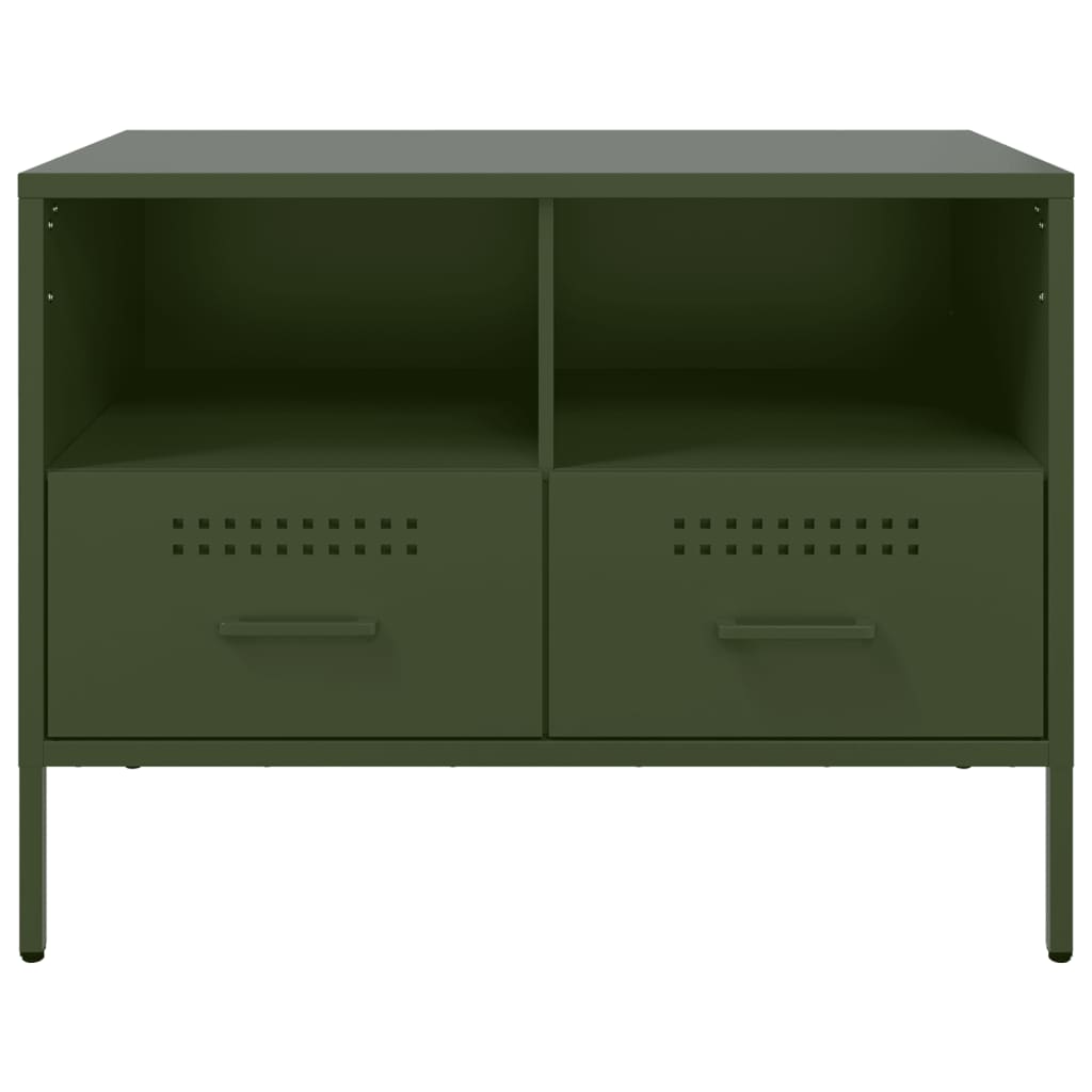 Mobili TV 2 pz Verde Oliva 68x39x50,5cm Acciaio Laminato Freddo 843051