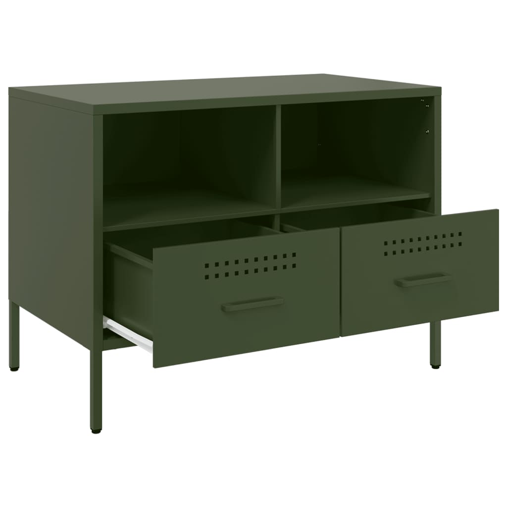 Mobili TV 2 pz Verde Oliva 68x39x50,5cm Acciaio Laminato Freddo 843051